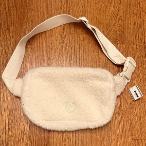 PINK Sherpa Fanny Pack - Cream Teddy Bag